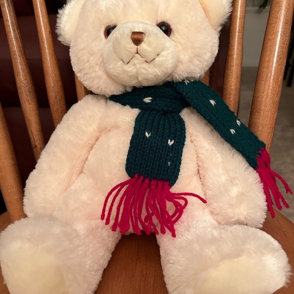 Teddy Bear plush by Princess Soft Toys. Crème color w/green & red scarf Cuddly! - Picture 3 of 6